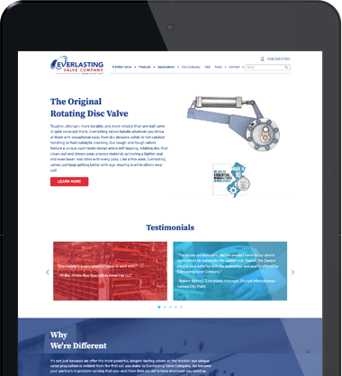 Everlasting Valve Company - Tablet View