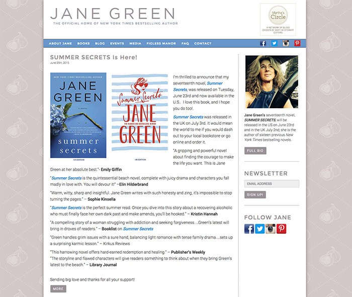 Jane Green – Homepage