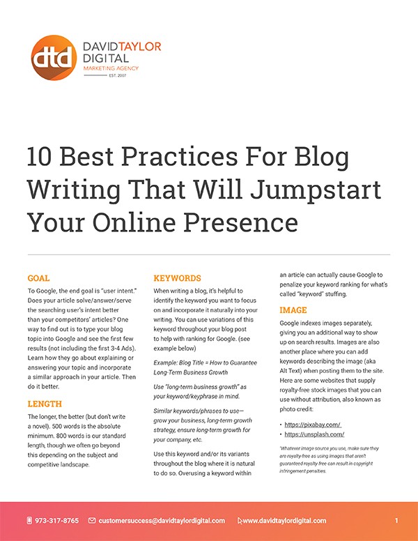 David Taylor Digital Blog Tip Sheet [PDF]