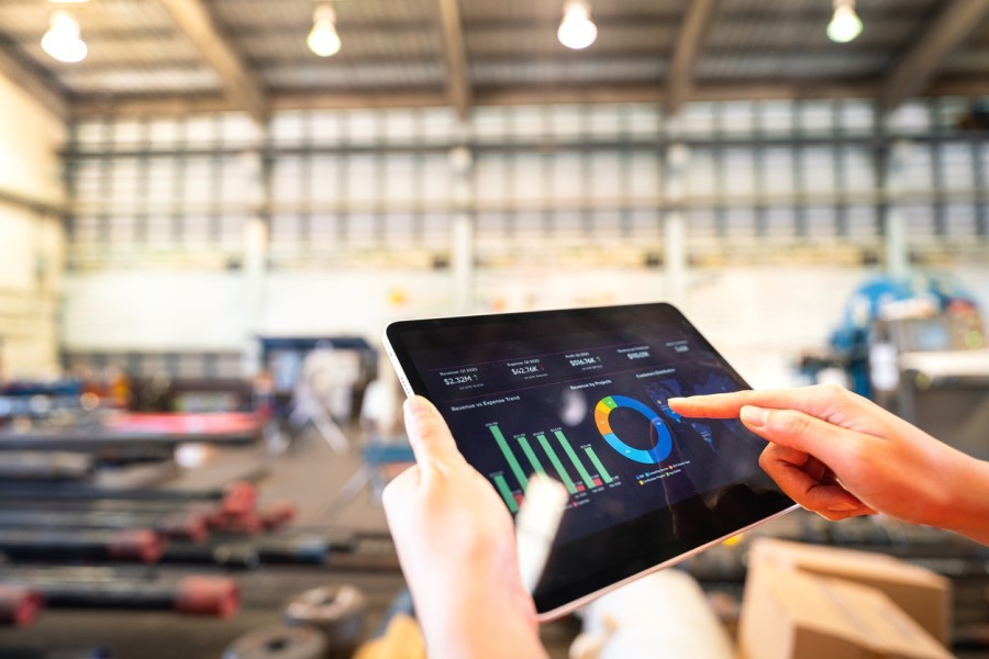 manufacturing advertising tablet in the warehouse