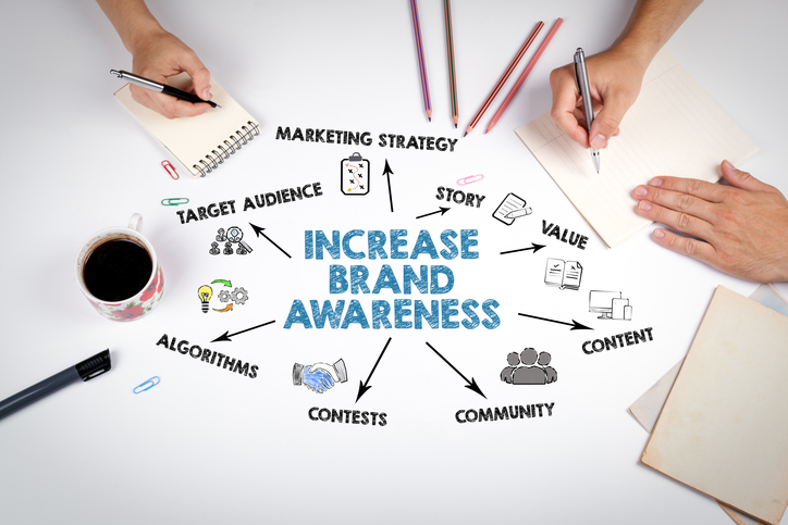Increase Brand Awareness Concept. The meeting at the white office table.